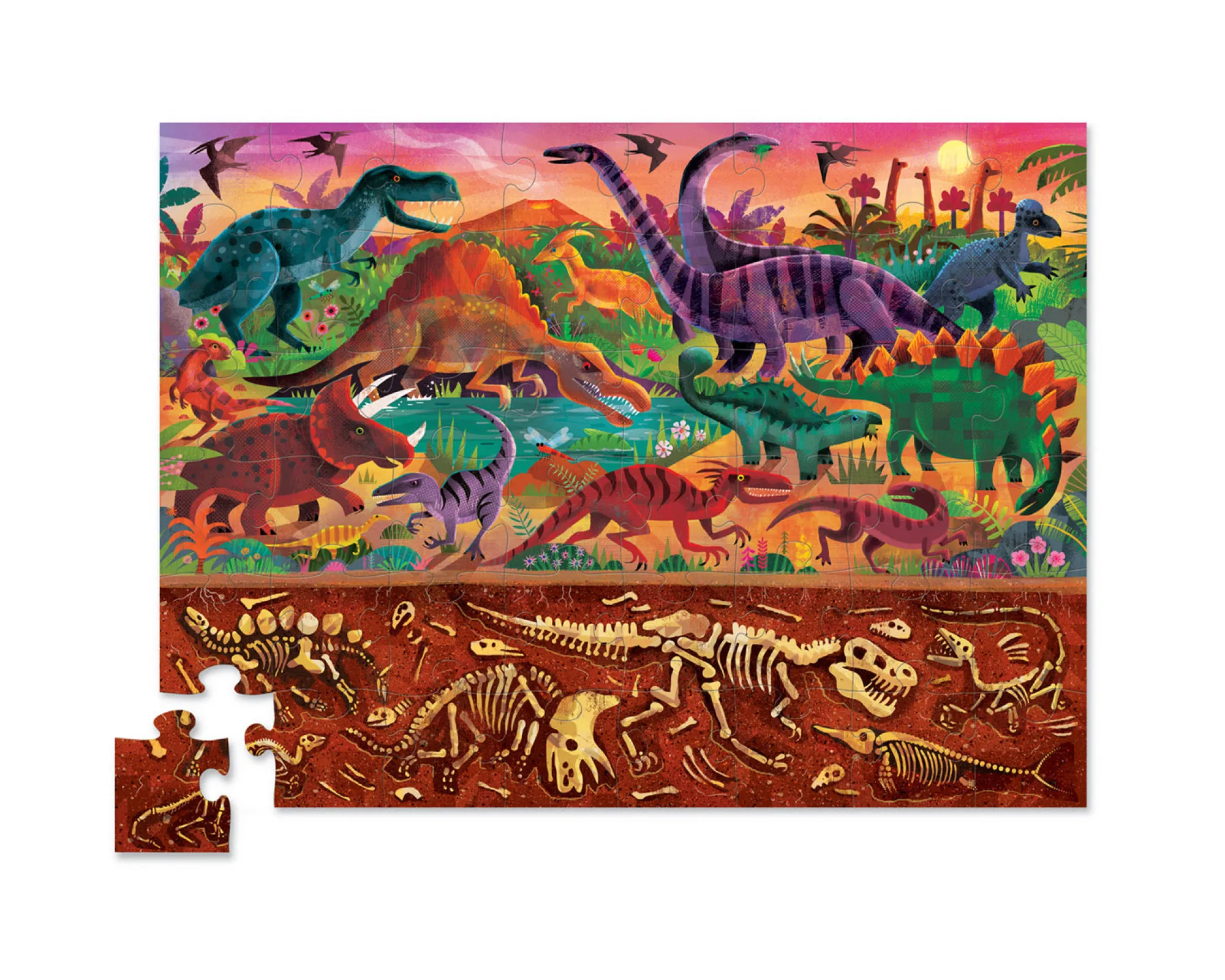 above__below__dinosaur_wo_1.webp Crocodile Creek Puzzles>Above & Below - Dinosaur World - 48 piece puzzle - 4+