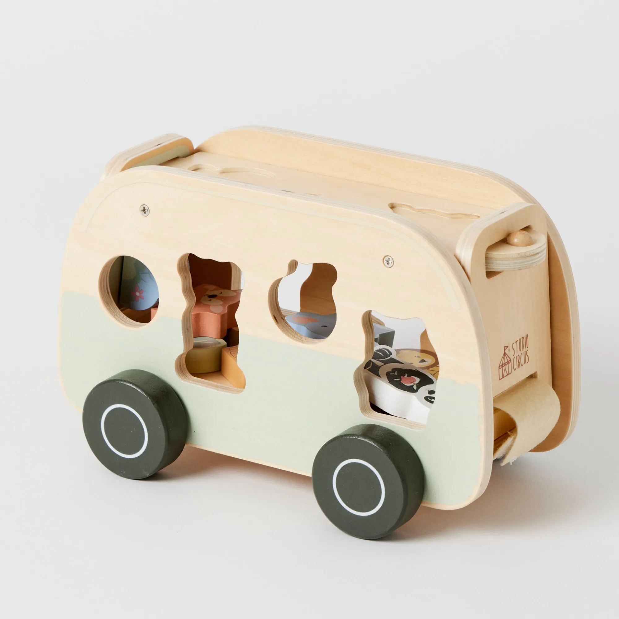 animal_camper_van_shape_s_1.webp Studio Circus Wooden Toys | 1st Birthday>Animal Camper Van Shape Sorter - 18M+