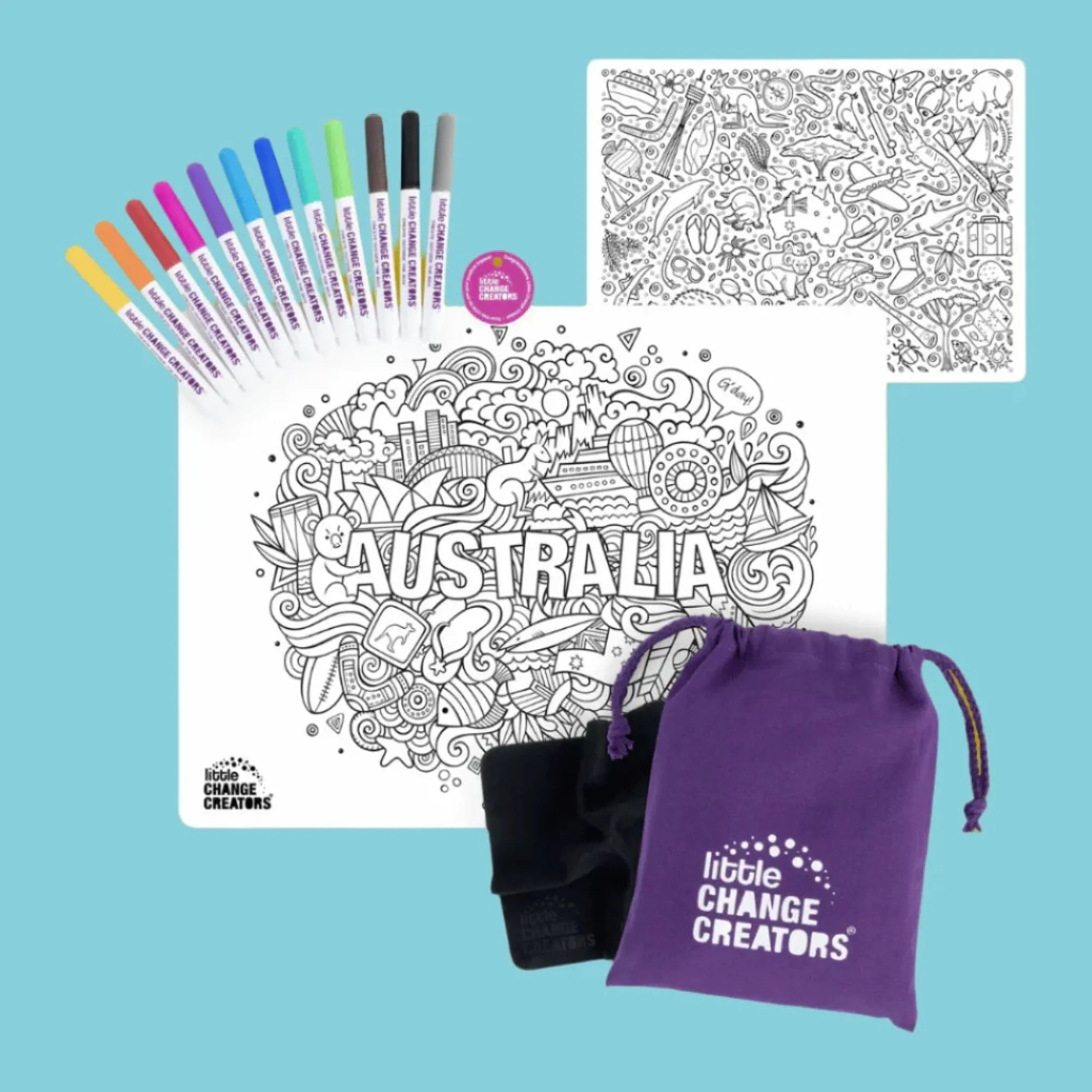 australia__reusable_colou_0.webp Little Change Creators Art & Craft | Australian>Australia - Reusable Colouring & Doodle Mat- 3+