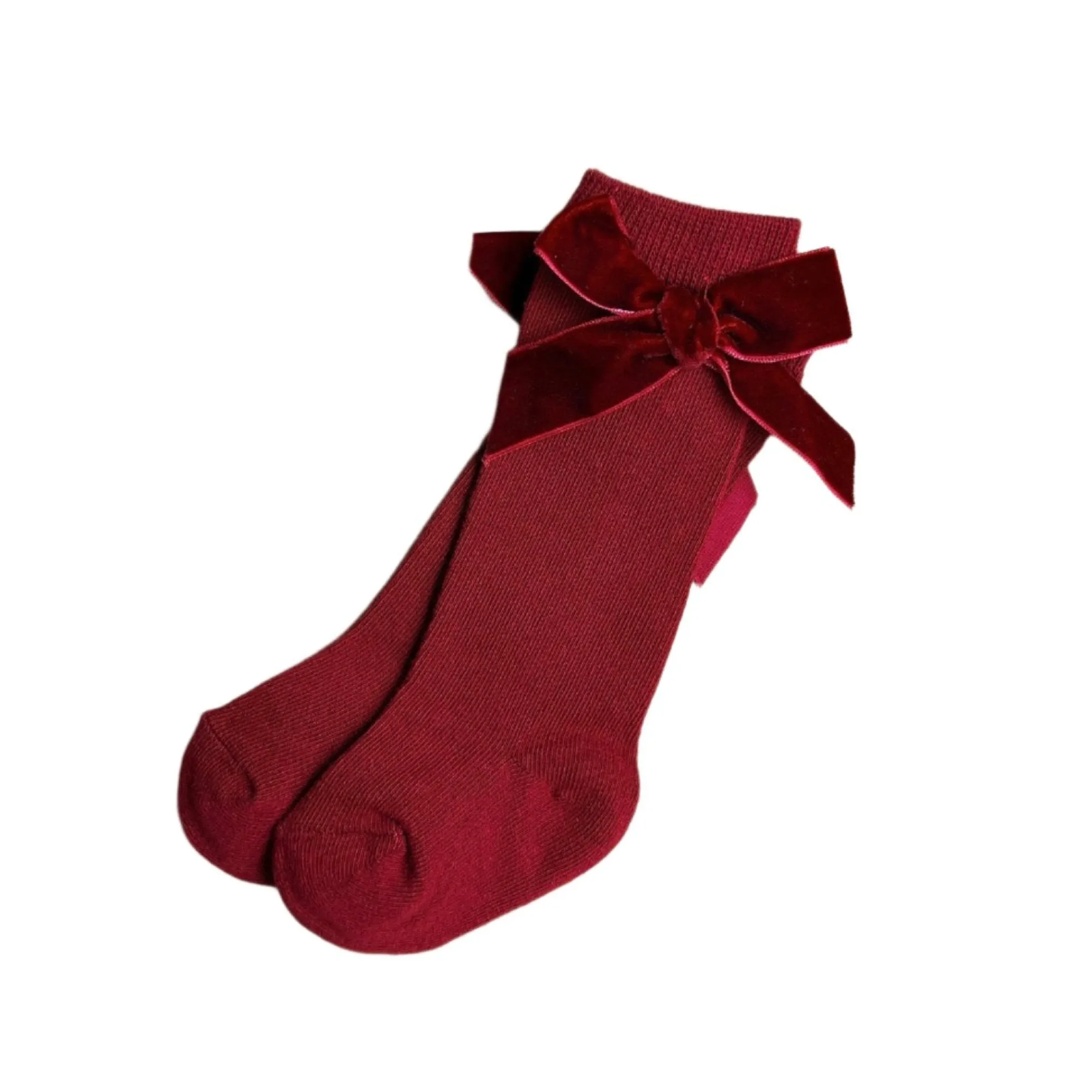 cherry_knee_high_bow_sock_1.webp Little & Fern Christmas>Cherry Knee High Bow Socks - 18 - 36 months