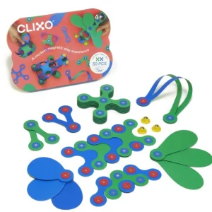 CLIXO Open Ended Play | Eco>- 30 piece Crew Pack - Blue / Green - 4+