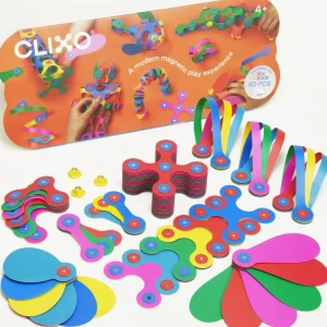 CLIXO Open Ended Play>- 60 piece Super Rainbow Pack - 4+