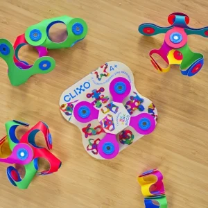 CLIXO Travel | Open Ended Play>- 9 piece Tiny & Mighty - Rainbow - 4+