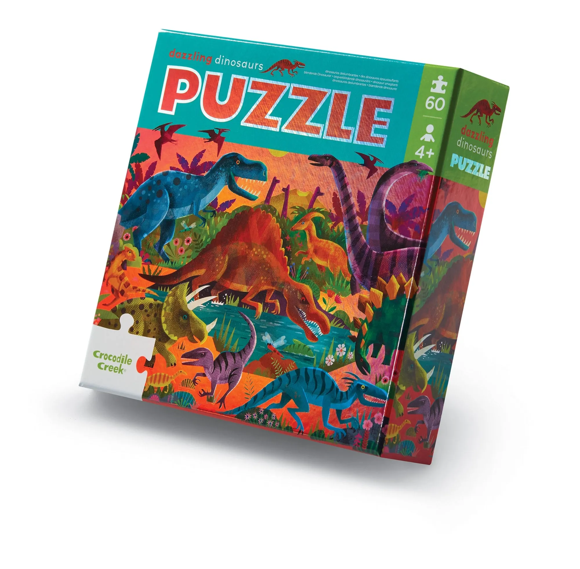 foil_puzzle___pieces__daz_0.webp Crocodile Creek Puzzles>Foil Puzzle - 60 pieces - Dazzling Dinos - 4+