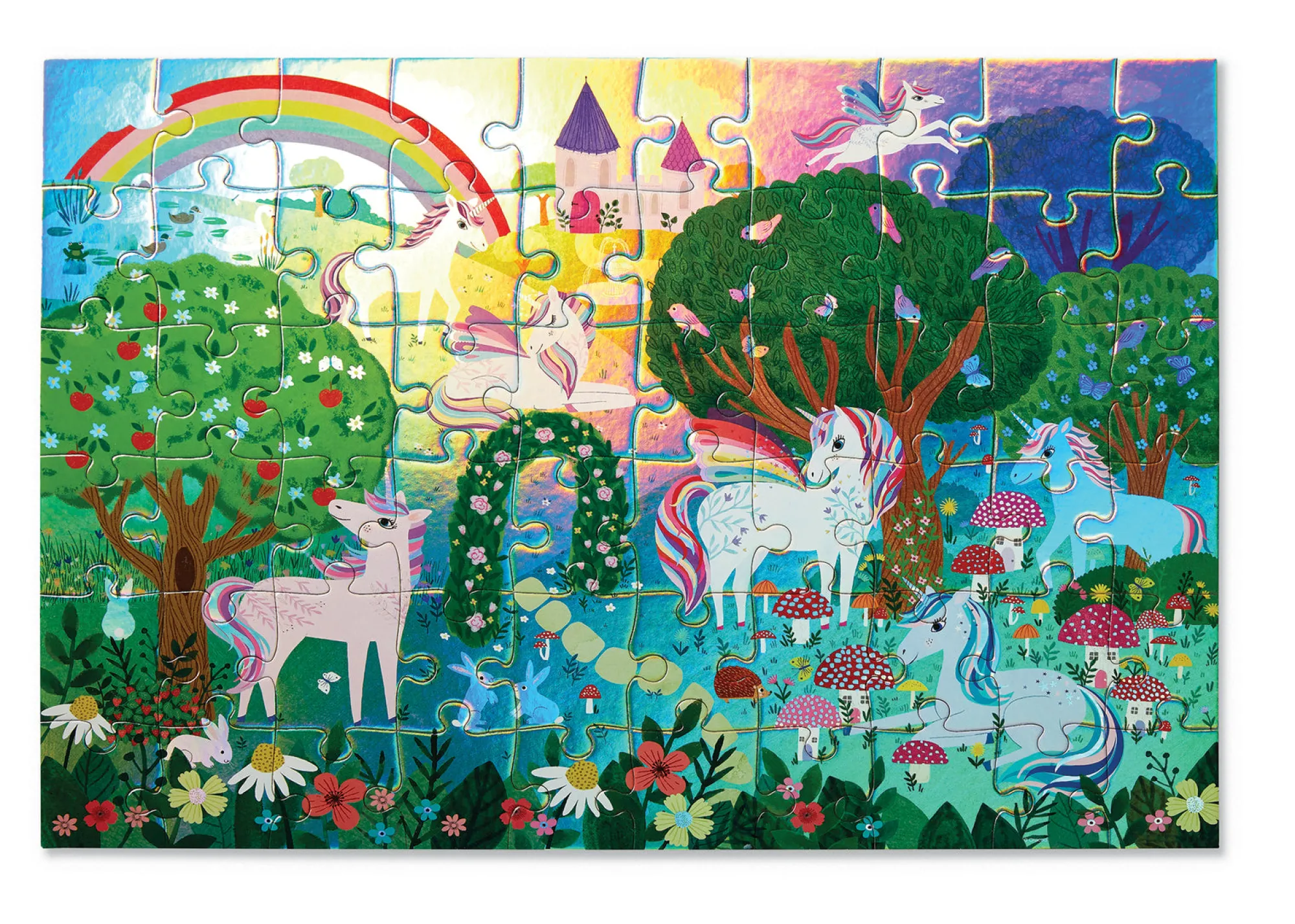 foil_puzzle___pieces__spa_1.webp Crocodile Creek Puzzles>Foil Puzzle - 60 pieces - Sparkling Unicorn - 4+