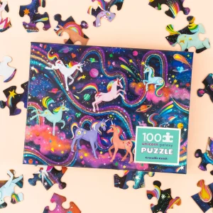 Crocodile Creek Puzzles>Holographic Puzzle 100 pieces Unicorn Galaxy - 5+