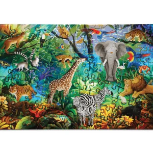 Crocodile Creek Puzzles>Holographic Puzzle 100 pieces Jungle Paradise - 5+