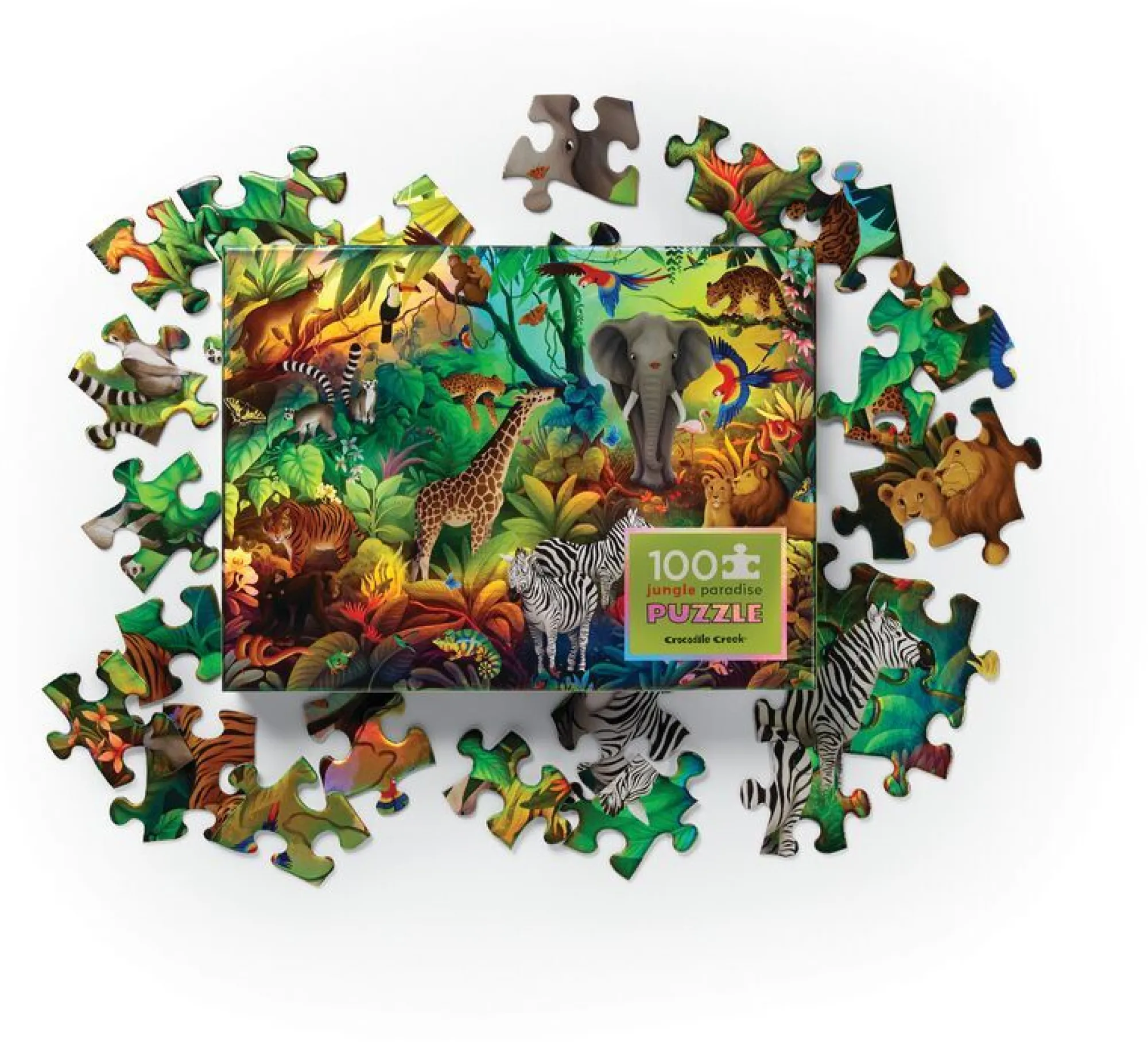 holographic_puzzle__piece_4.webp Crocodile Creek Puzzles>Holographic Puzzle 100 pieces Jungle Paradise - 5+