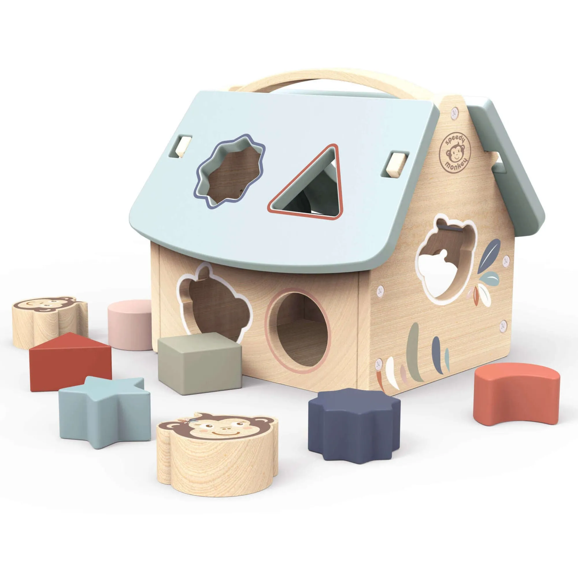 house_shape_sorter_with___0.webp Speedy Monkey Wooden Toys | 1st Birthday>House Shape Sorter with 8 Blocks - 12M+