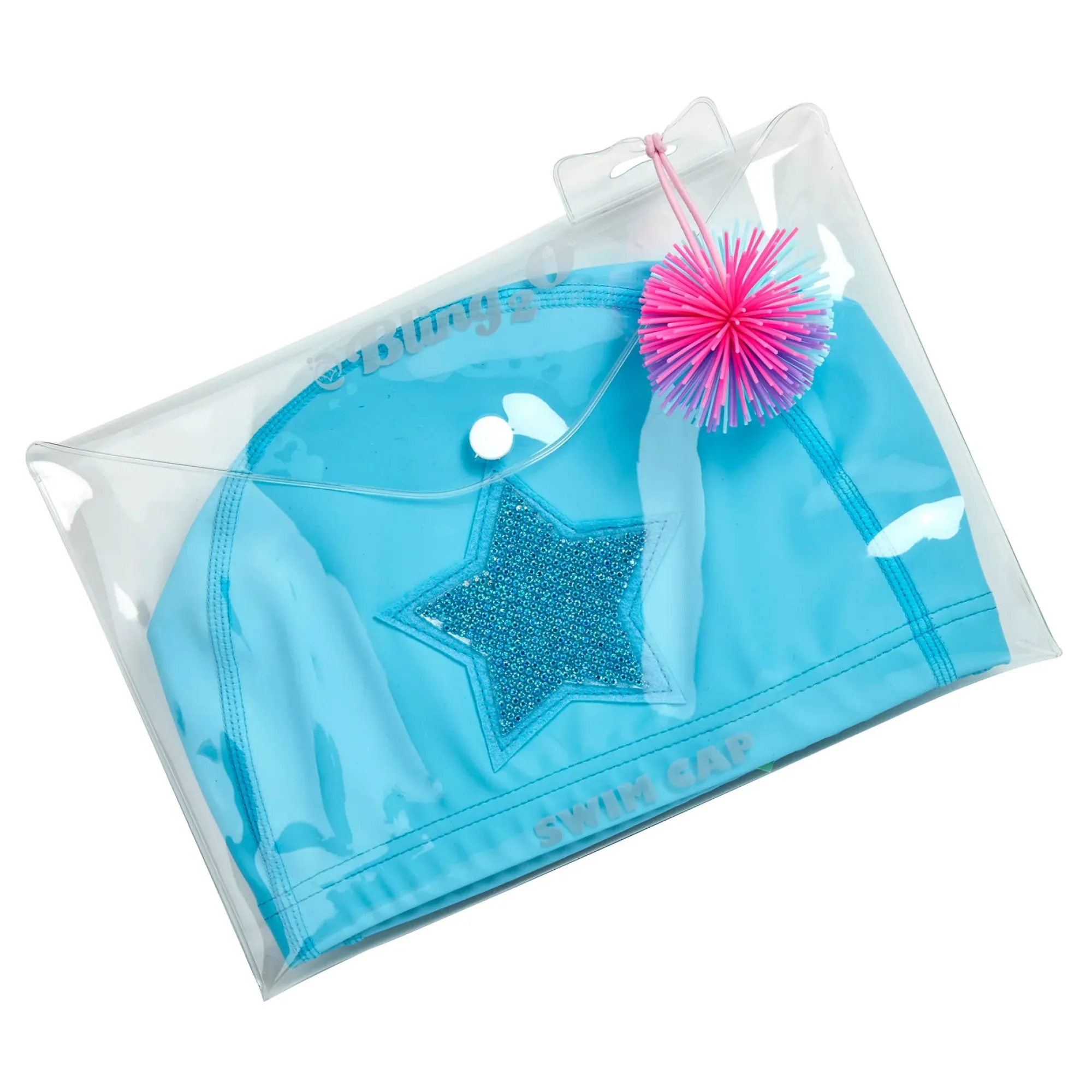 kids_swim_caps__neon_pink_1.webp Bling2o Beach>Kids Swim Caps - Neon Pink & Lagoon Blue - 3+
