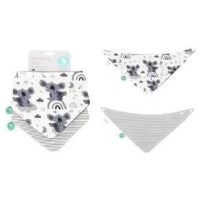 All4Ella Travel | Baby>Koala Grey Bandana Bib - 2 pack -6M+