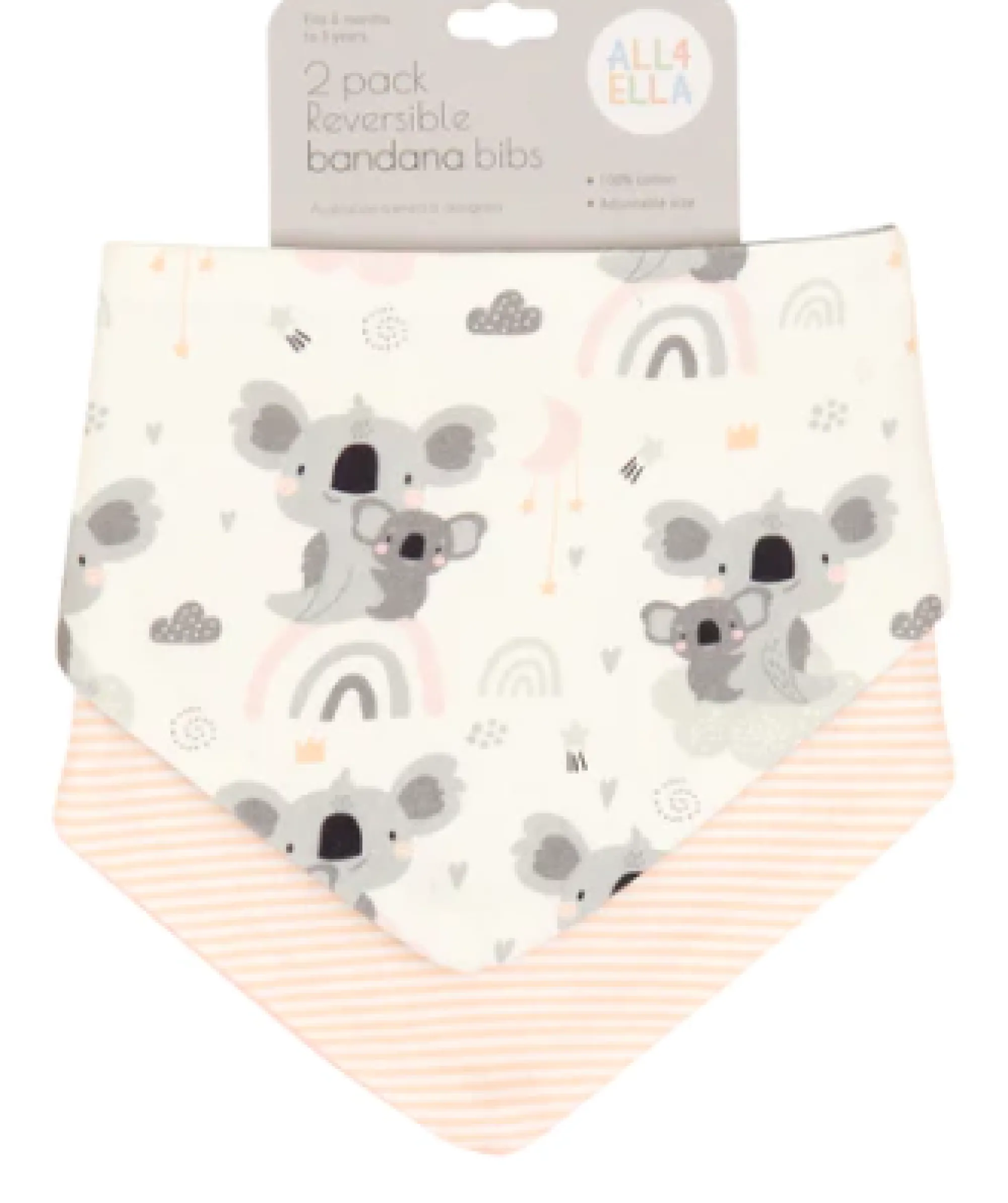 koala_pink_bandana_bibs___0.webp All4Ella Baby | Australian>Koala Pink Bandana Bibs - 2 pack - 6M+