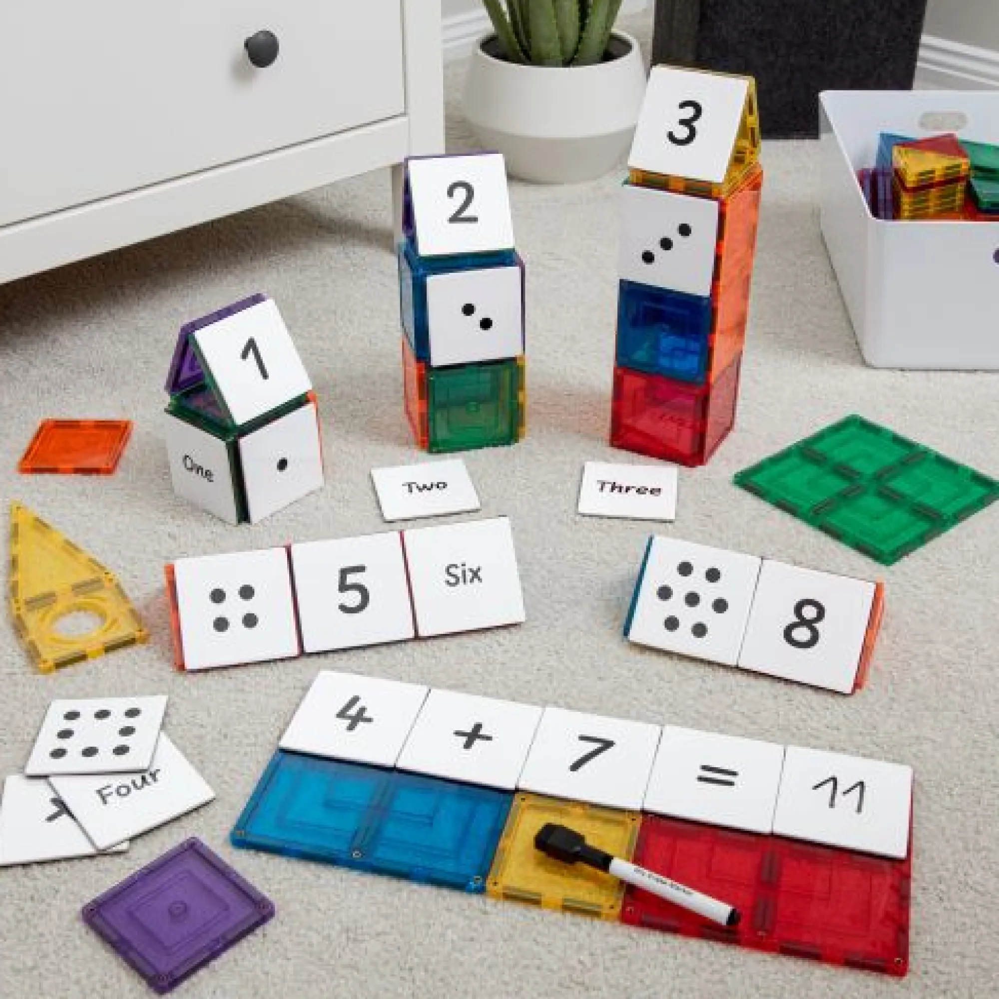 learn__grow__magnetic_til_2.webp Learn & Grow Toys Open Ended Play | Outlet>Learn & Grow - Magnetic Tile Topper - Numeracy Pack - 3+