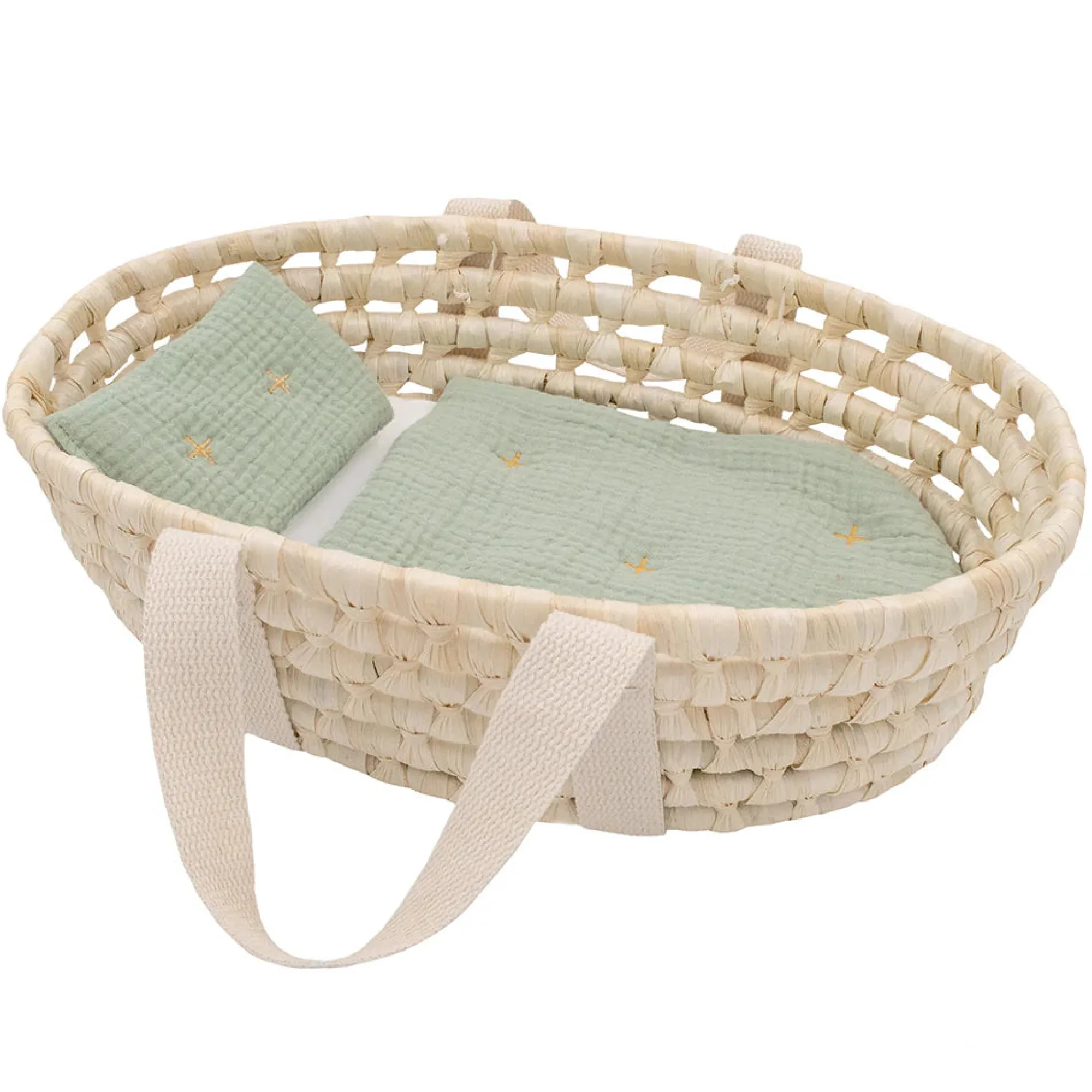 moses_basket_rattan_doll__0.webp Playground Dolls>Moses Basket Rattan Doll Set Sage