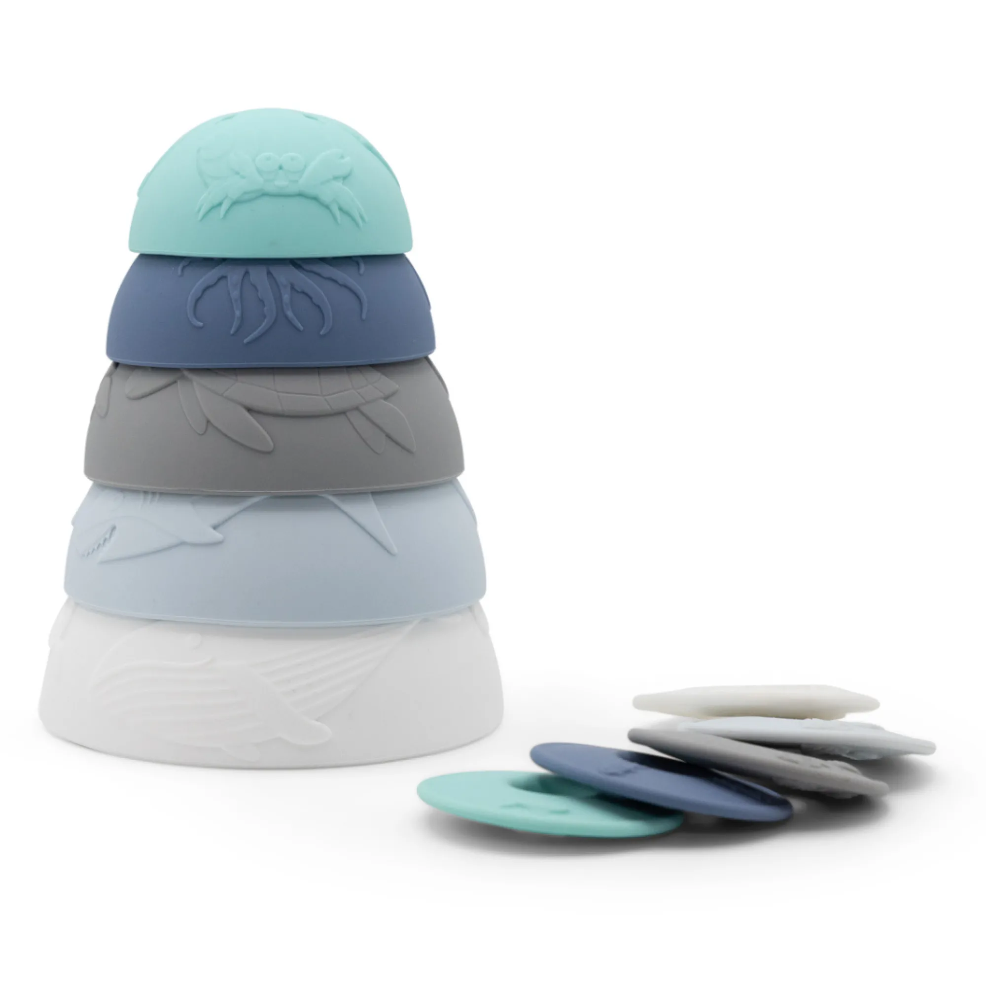 ocean_stacking_cups__rain_1.webp Jellystone Sensory | Outlet>Ocean Stacking Cups - Rainbow Pastel & Ocean
