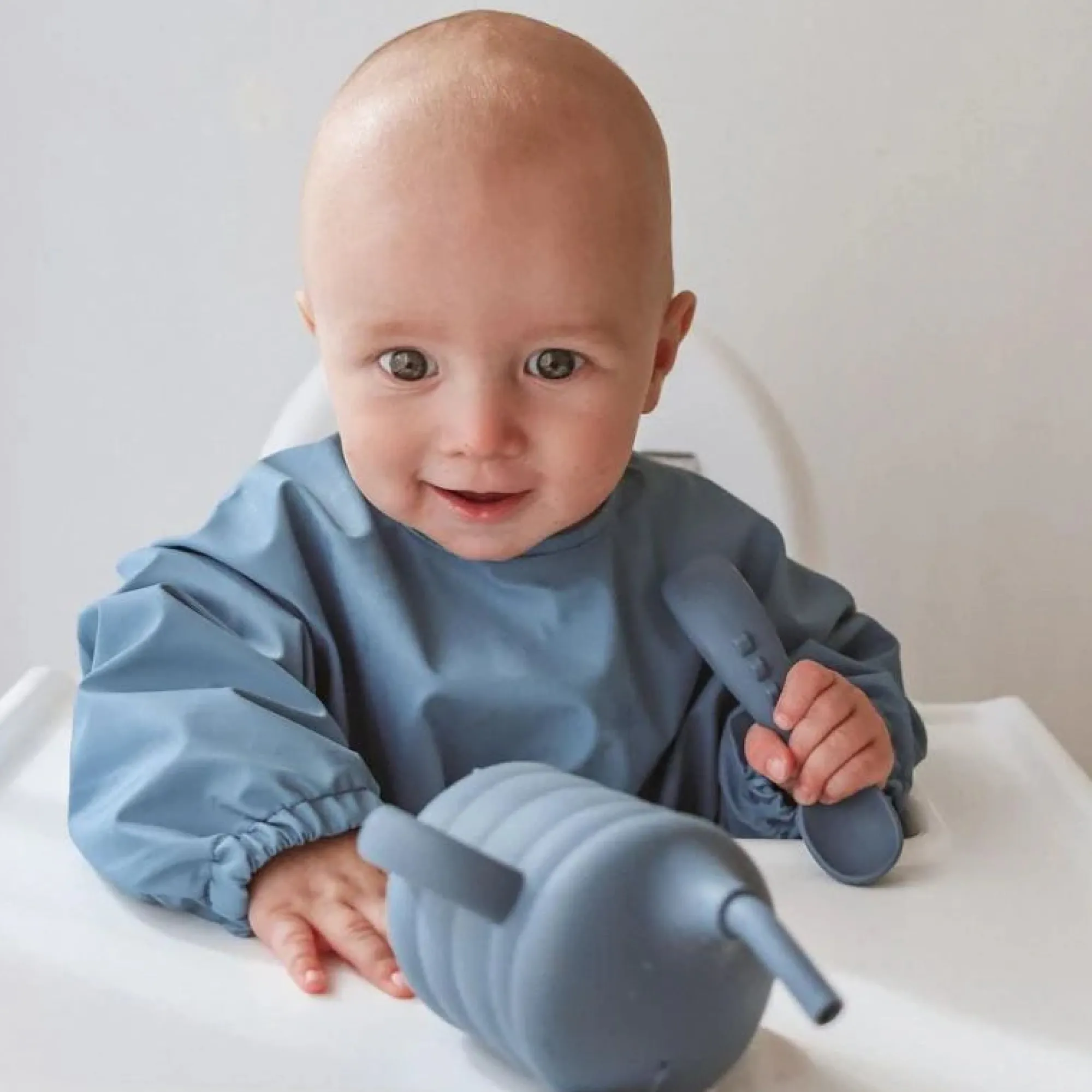 recycled_long_sleeve_smoc_1-1.webp All4Ella Eco | Feeding & Hydration>Recycled Long Sleeve Smock Bib Blue - 6M+