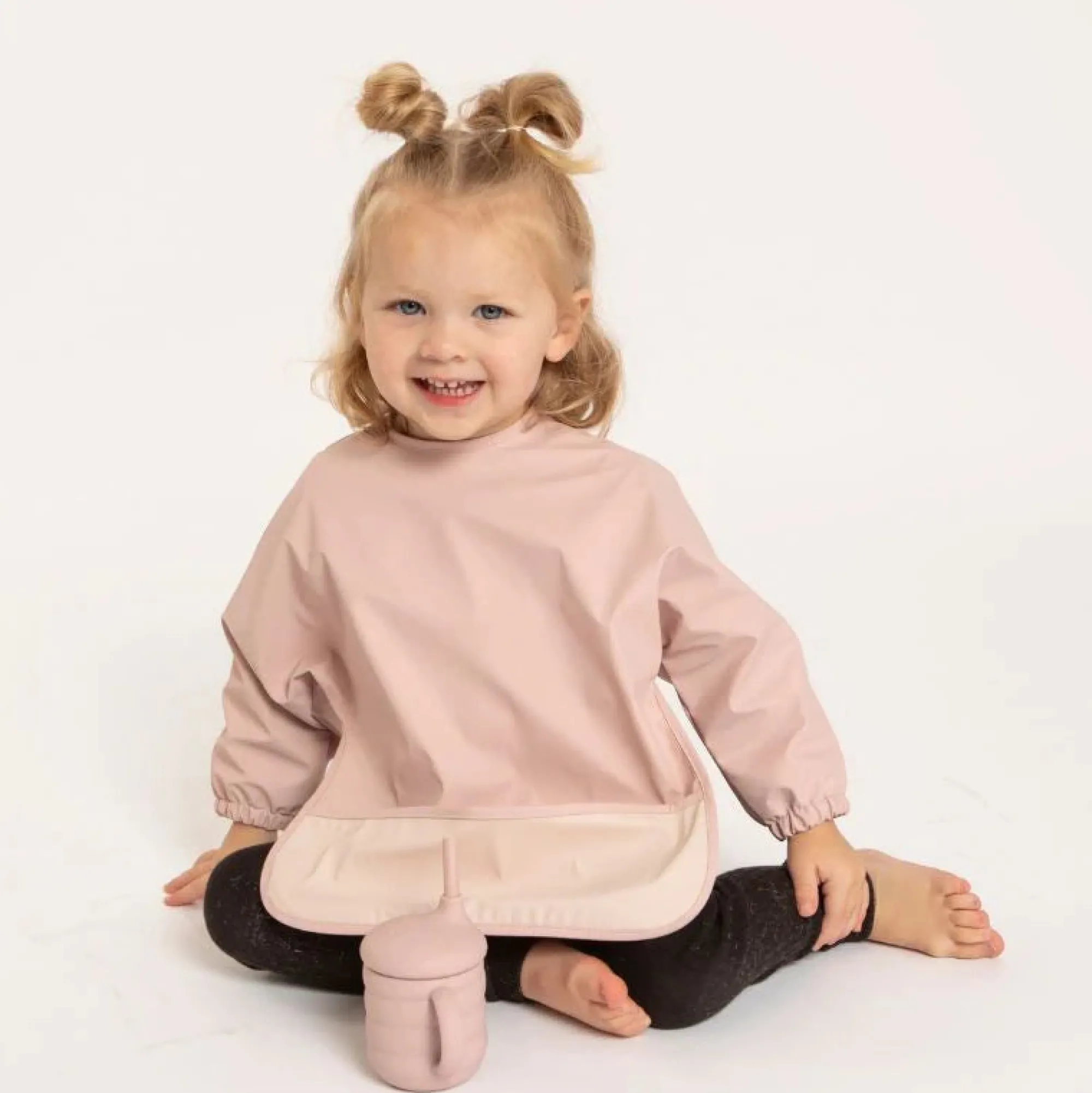 recycled_long_sleeve_smoc_1.webp All4Ella Eco | Feeding & Hydration>Recycled Long Sleeve Smock Bib Pink - 6M+