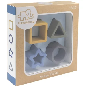 Playground Outlet>Silicone Shape Puzzle - Rose & Steel Blue - 6M+