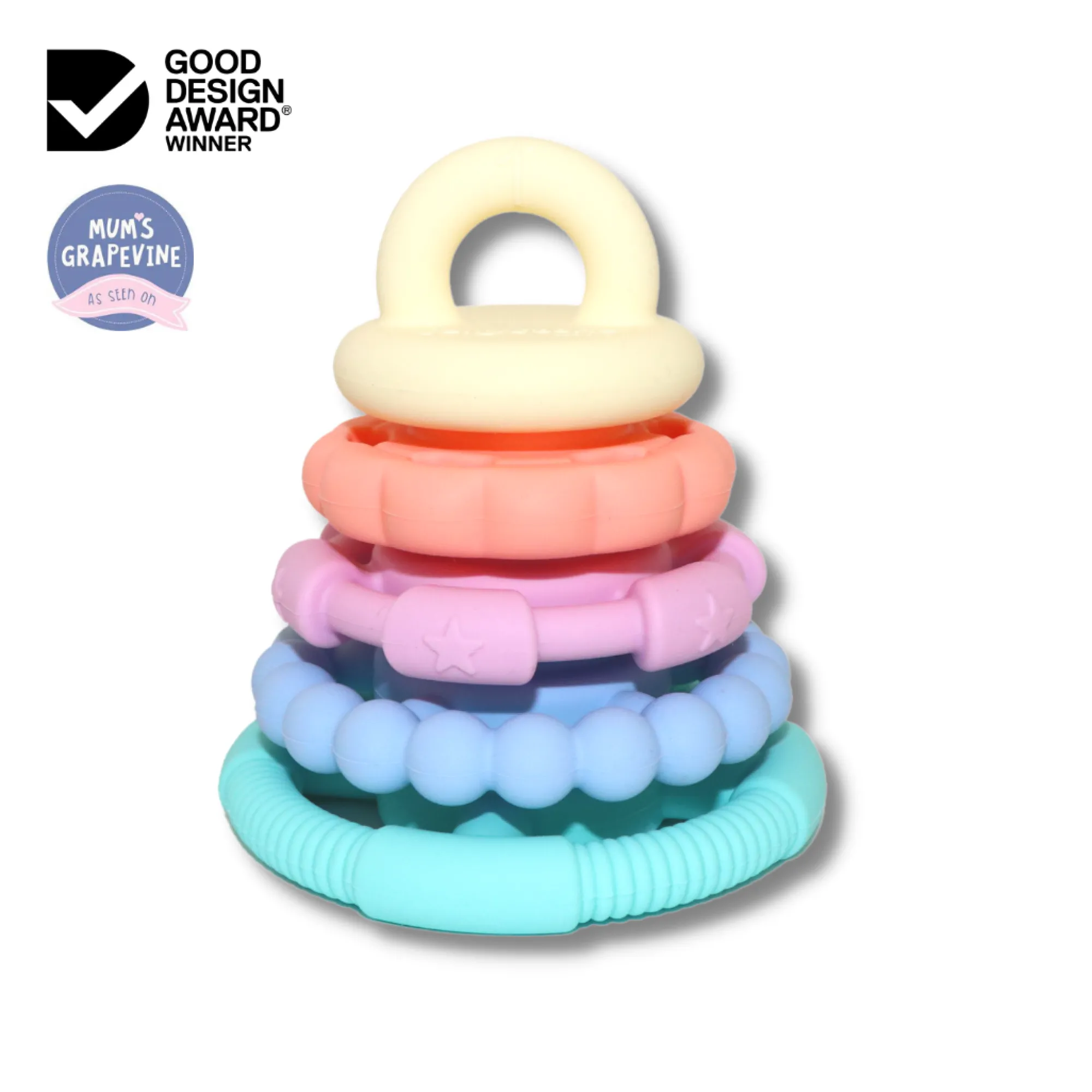 silicone_stacker__teether_5.webp Jellystone Teethers & Rattles | Baby>Silicone Stacker & Teether Toy - 0+ (9 styles)