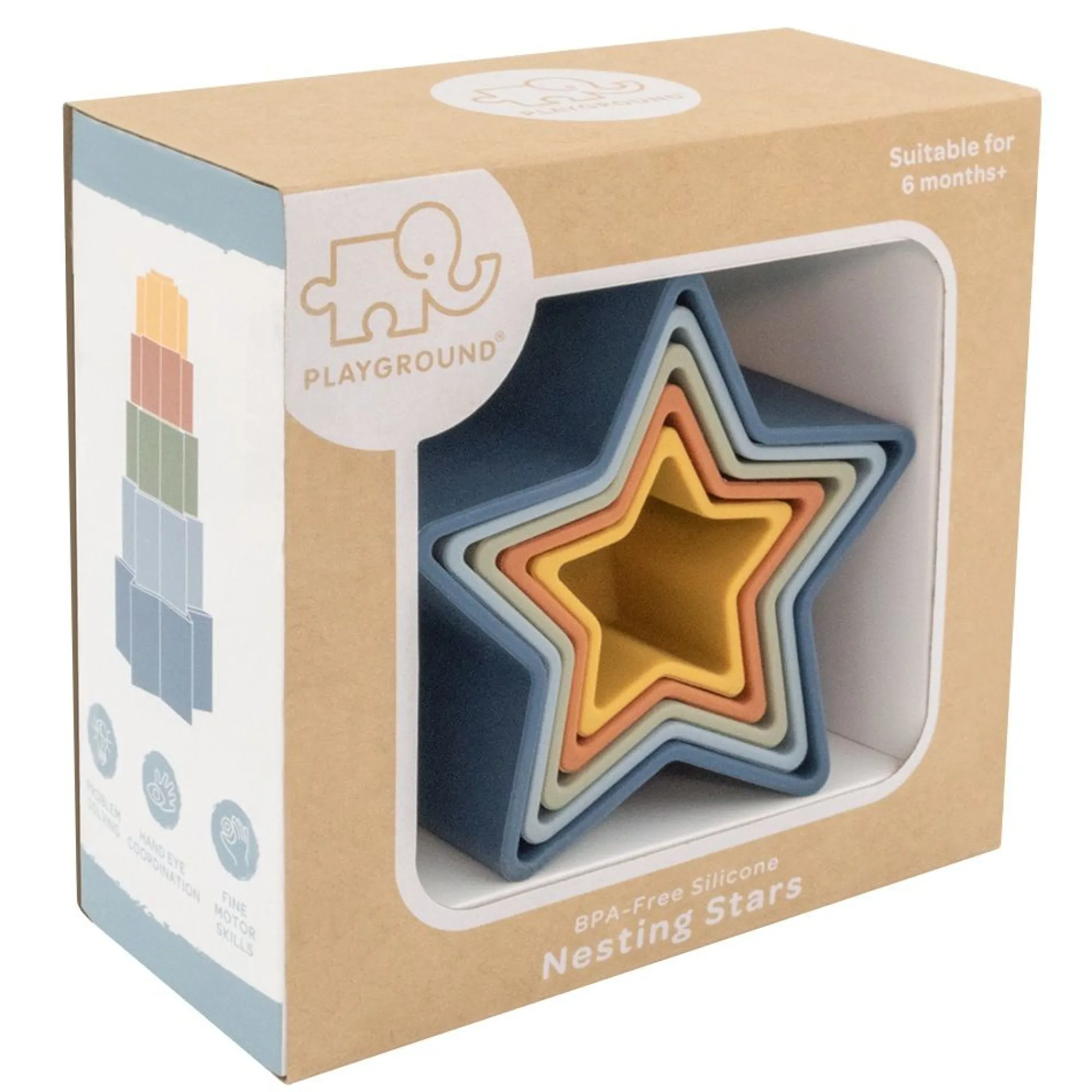 silicone_stars_nesting_bl_2.webp Playground Baby | Outlet>Silicone Stars Nesting Blocks - Pastel & Blue - 6M+