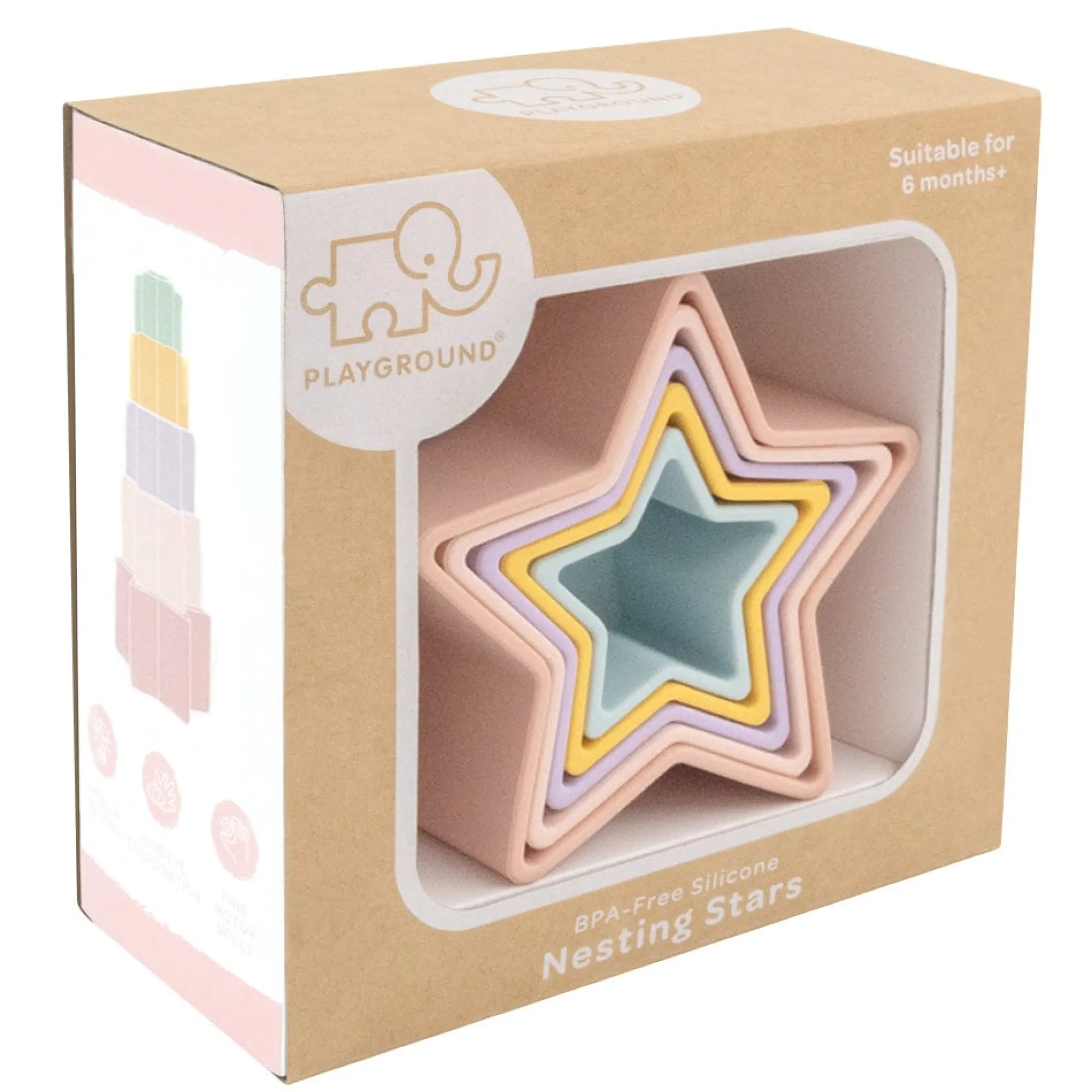 silicone_stars_nesting_bl_5.webp Playground Baby | Outlet>Silicone Stars Nesting Blocks - Pastel & Blue - 6M+
