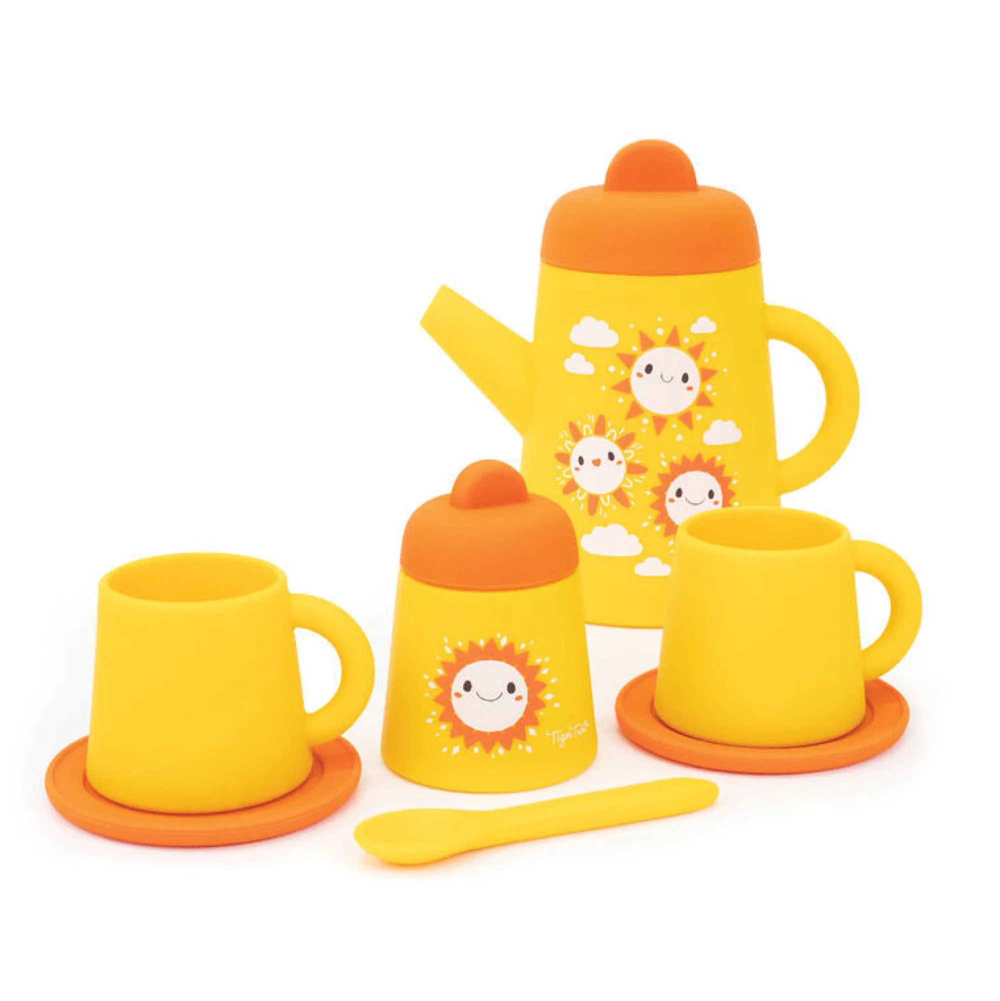 silicone_tea_set__sunny_d_1.webp Tiger Tribe Pretend Play | 1st Birthday>Silicone Tea Set - Sunny Days - 12M+