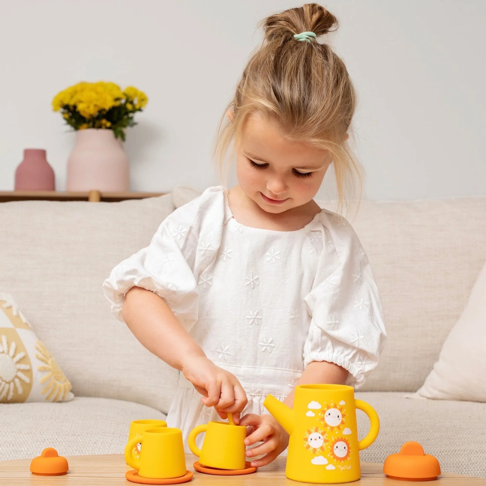 silicone_tea_set__sunny_d_5.webp Tiger Tribe Pretend Play | 1st Birthday>Silicone Tea Set - Sunny Days - 12M+