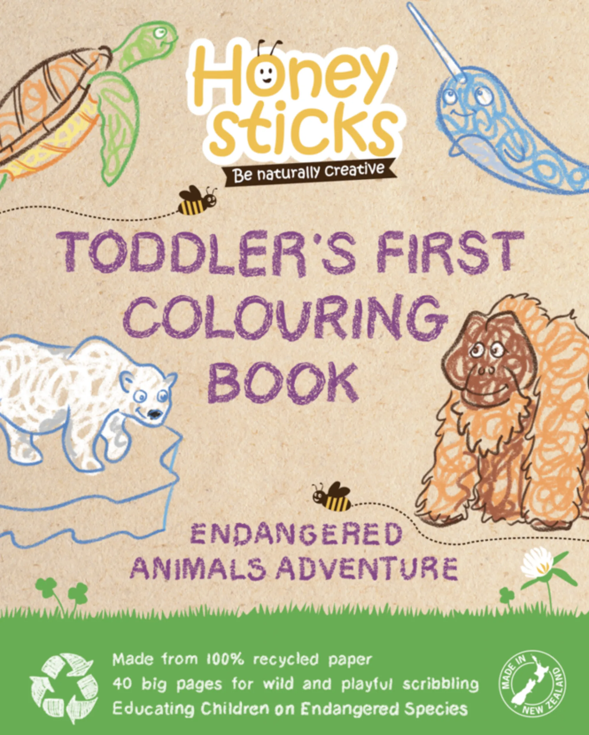 toddlers_first_colouring__0.webp Honeysticks Eco | Books>Toddlers First Colouring Book - Endangered Animals Adventure